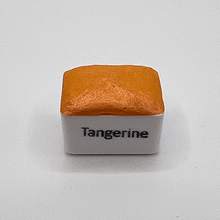 Load image into Gallery viewer, Tangerine Shimmer Watercolour Paint Half Pan