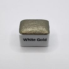 Load image into Gallery viewer, White Gold Shimmer Watercolour Paint Half Pan