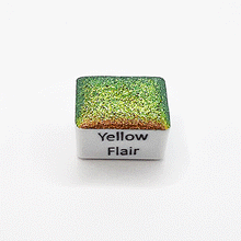 Load image into Gallery viewer, Yellow Flair Holographic Watercolour Paint Half Pan