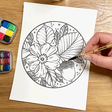 Load image into Gallery viewer, Floral Watercolour colouring pages