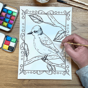 Animal watercolour colouring pages