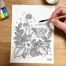 Load image into Gallery viewer, Floral Watercolour colouring pages