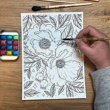 Load image into Gallery viewer, Floral Watercolour colouring pages