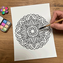 Load image into Gallery viewer, Mandala Watercolour colouring pages