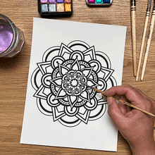 Load image into Gallery viewer, Mandala Watercolour colouring pages