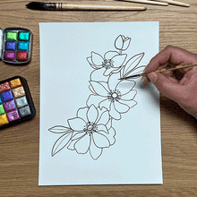 Load image into Gallery viewer, Floral Watercolour colouring pages