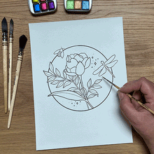Load image into Gallery viewer, Floral Watercolour colouring pages