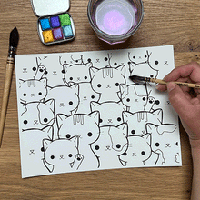 Load image into Gallery viewer, Cartoon watercolour colouring pages
