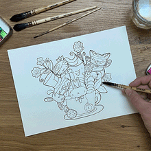 Load image into Gallery viewer, Cartoon watercolour colouring pages