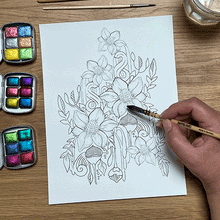 Load image into Gallery viewer, Floral Watercolour colouring pages
