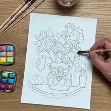 Load image into Gallery viewer, Floral Watercolour colouring pages