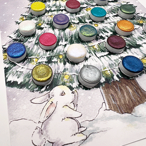 24 Watercolour Christmas Tree