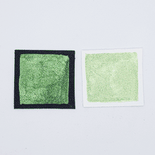 Load image into Gallery viewer, Green Flair Shimmer Watercolour Paint Half Pan (Limited Edition)
