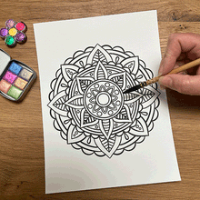 Load image into Gallery viewer, Mandala Watercolour colouring pages
