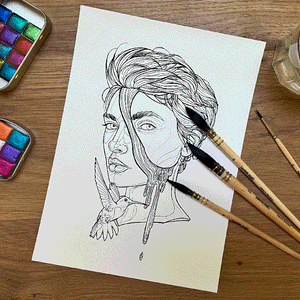 Watercolour colouring pages