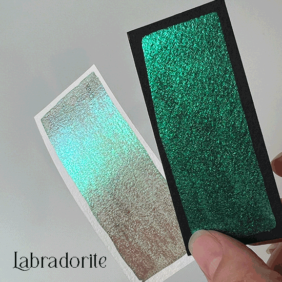 Labradorite Colour Shift Watercolour Paint Half Pan – Shimmer Drops Paint