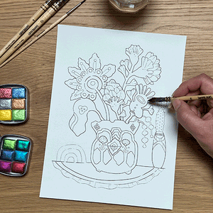 Floral Watercolour colouring pages